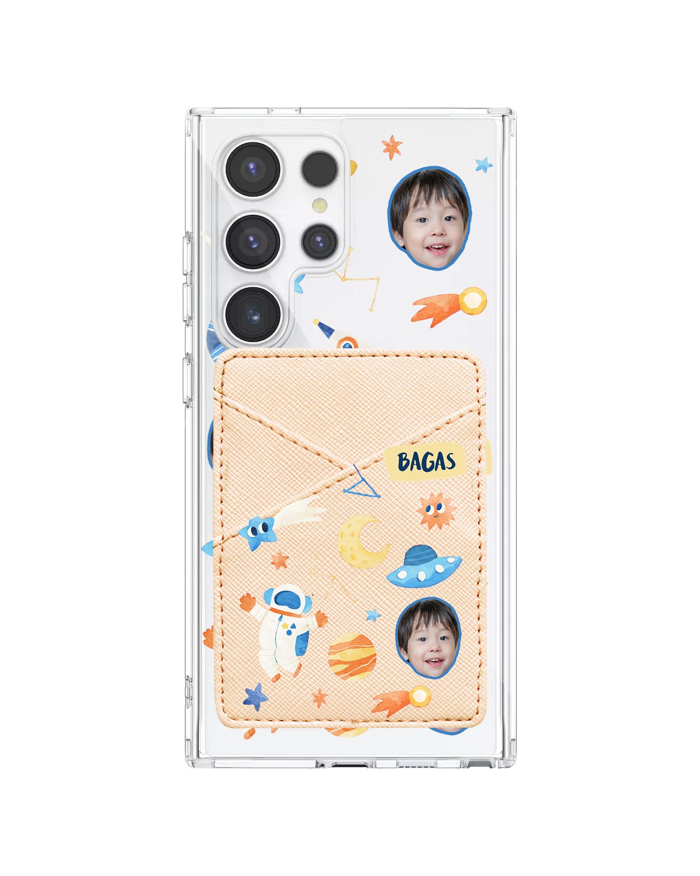 Android Phone Wallet Case - Face Grid Astronout