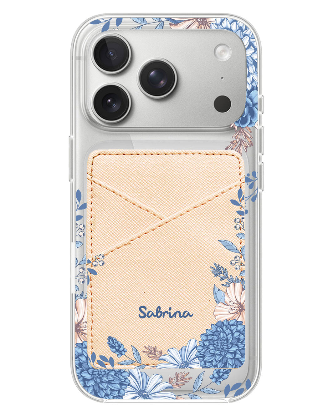 iPhone Phone Wallet Case - Blue Florals