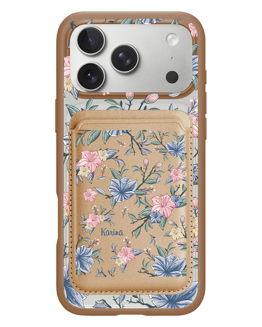 iPhone Magnetic Wallet Case - Pink & Blue Florals
