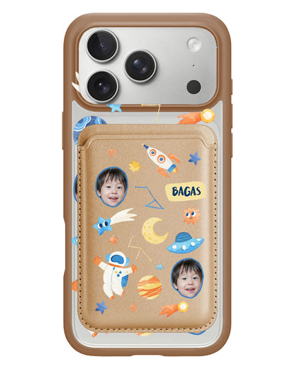 iPhone Magnetic Wallet Case - Face Grid Astronout