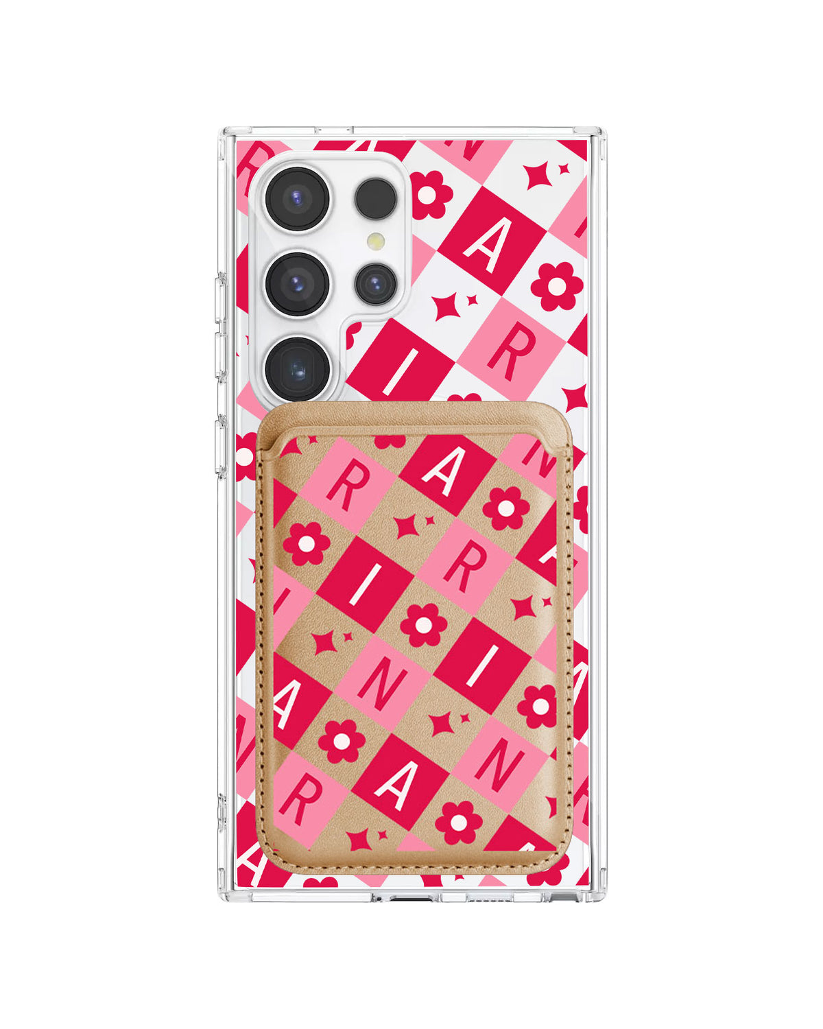 Android Magnetic Wallet Case - Flower Grid Monogram 1.0