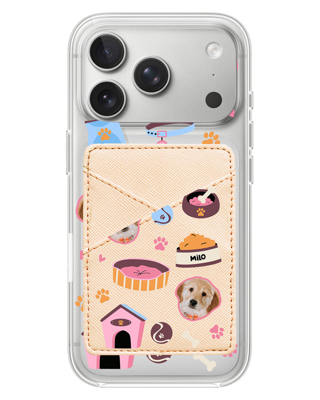 iPhone Phone Wallet Case - Pet Grid Puppy Cozy Day
