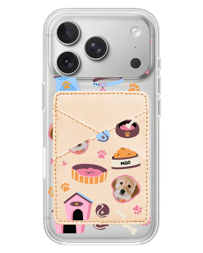 iPhone Phone Wallet Case - Pet Grid Puppy Cozy Day