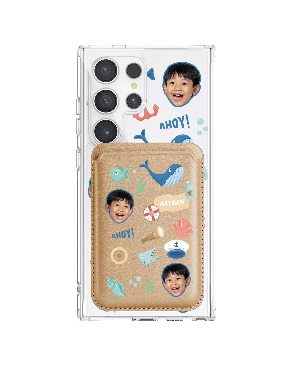 Android Magnetic Wallet Case - Face Grid Sailor