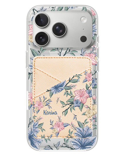 iPhone Phone Wallet Case - Pink & Blue Floral