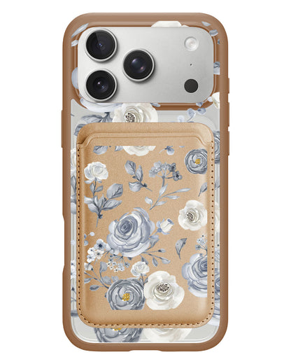 iPhone Magnetic Wallet Case - Blue Rose
