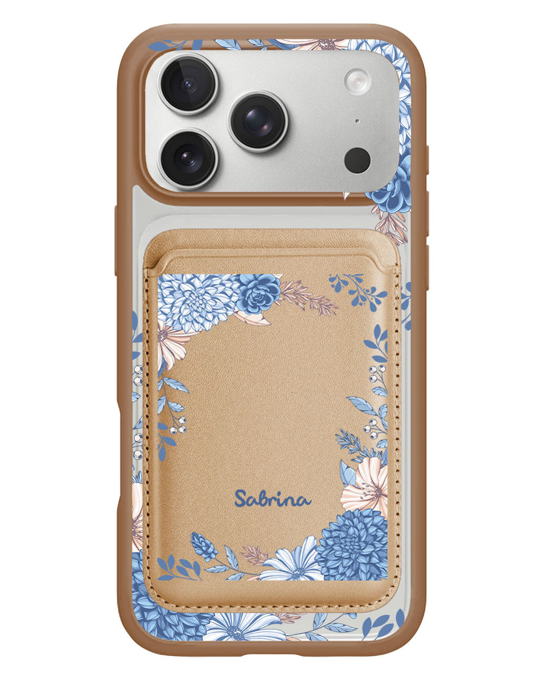 iPhone Magnetic Wallet Case - Blue Florals