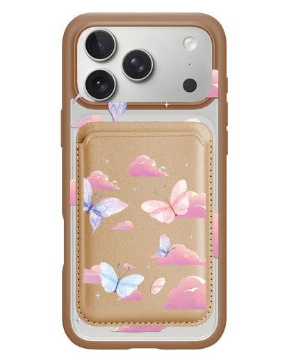 iPhone Magnetic Wallet Case - Butterfly & Clouds