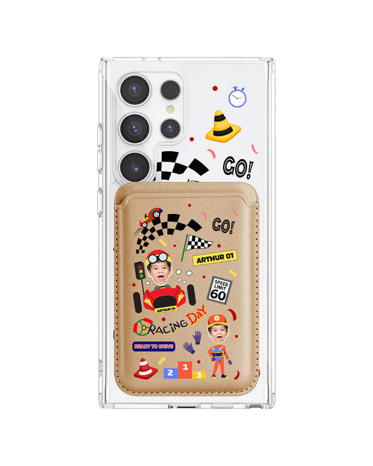 Android Magnetic Wallet Case - Face Grid Dream Racer