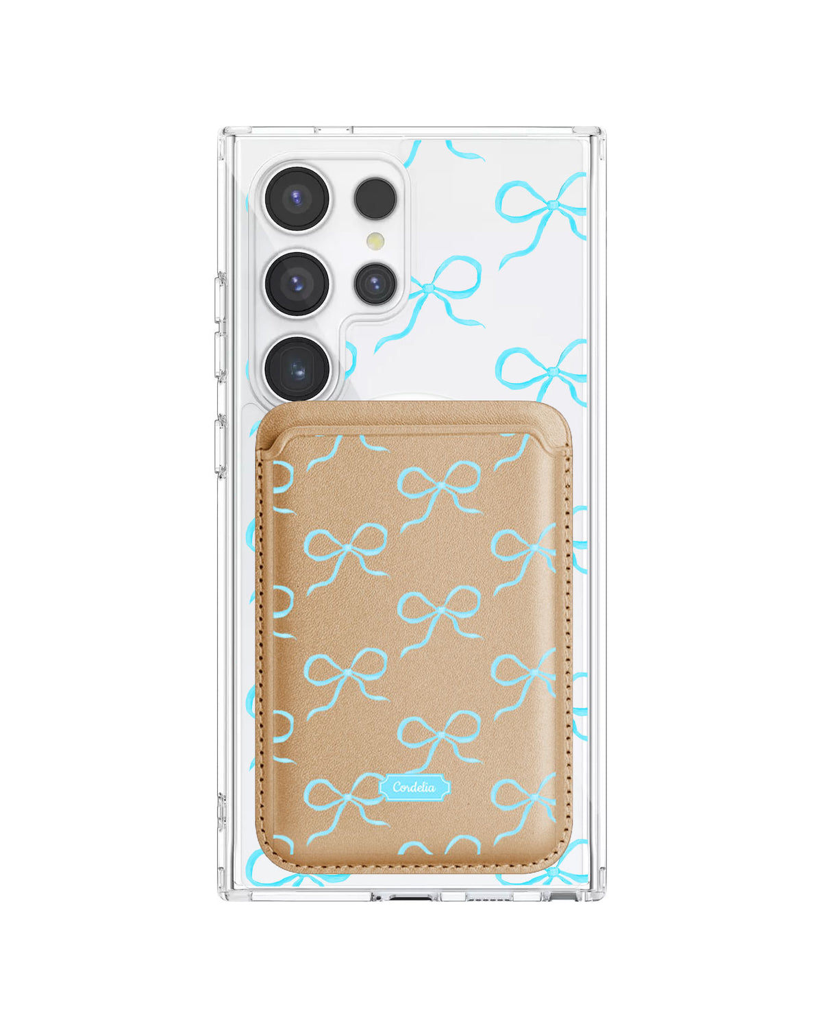 Android Magnetic Wallet Case - Coquette Blue Bow