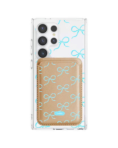 Android Magnetic Wallet Case - Coquette Blue Bow