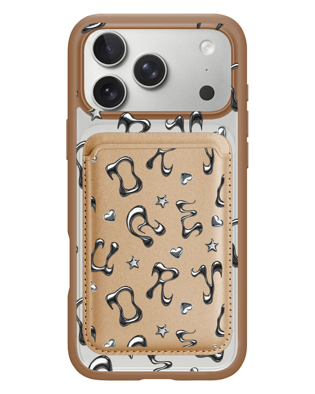 iPhone Magnetic Wallet Case - Chrome Monogram 2.0