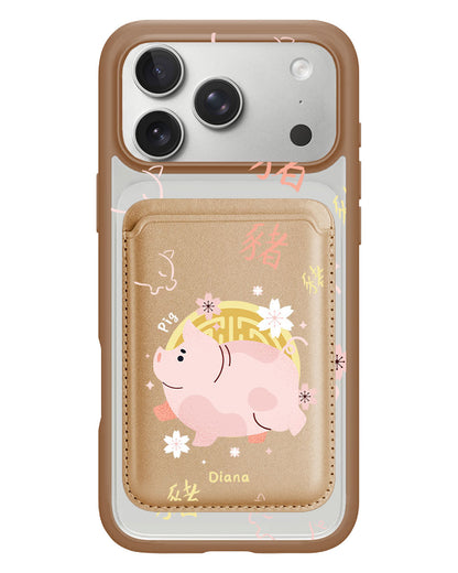 iPhone Magnetic Wallet Case - Pig (Chinese Zodiac / Shio)