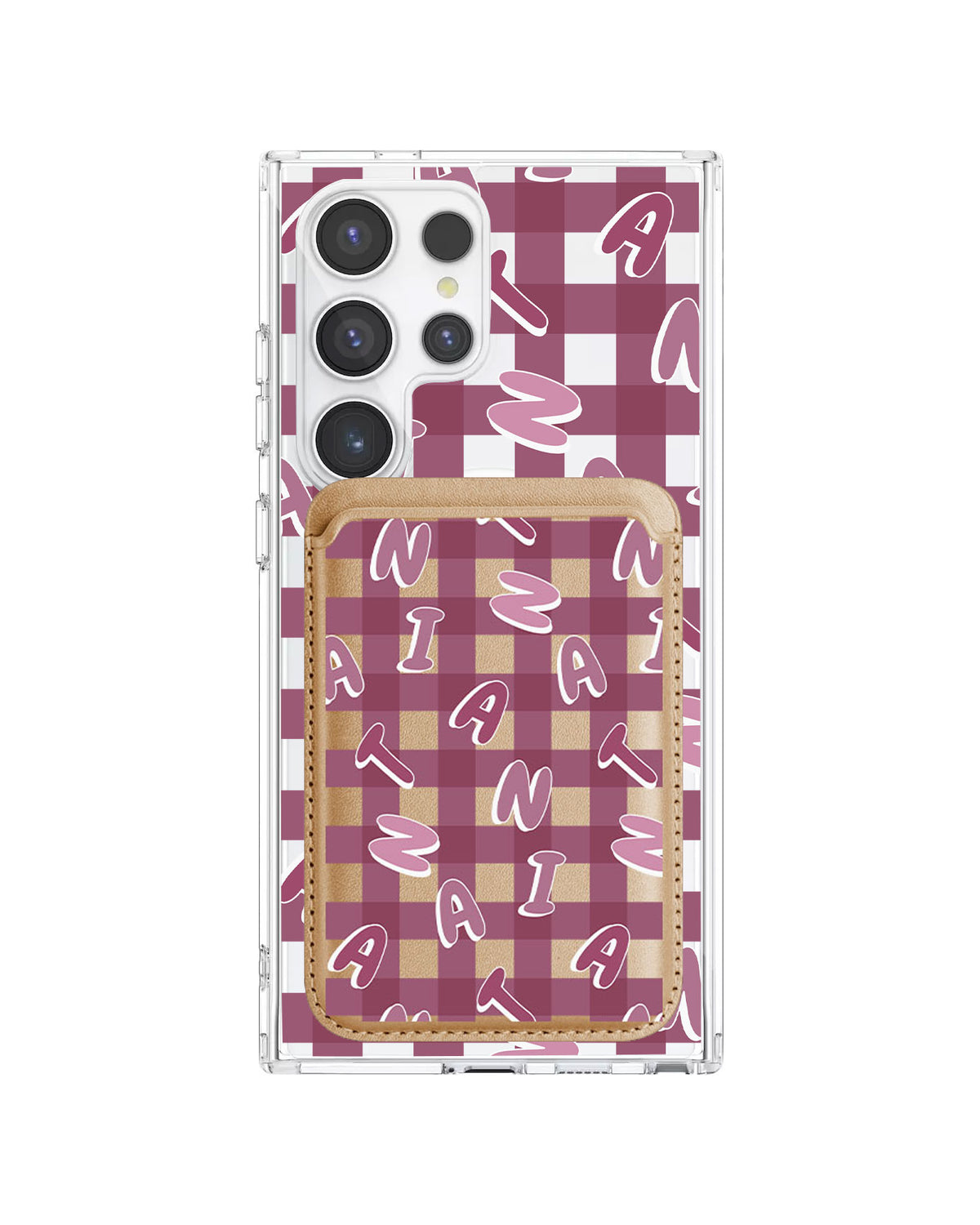 Android Magnetic Wallet Case - Checkered Monogram 2.0