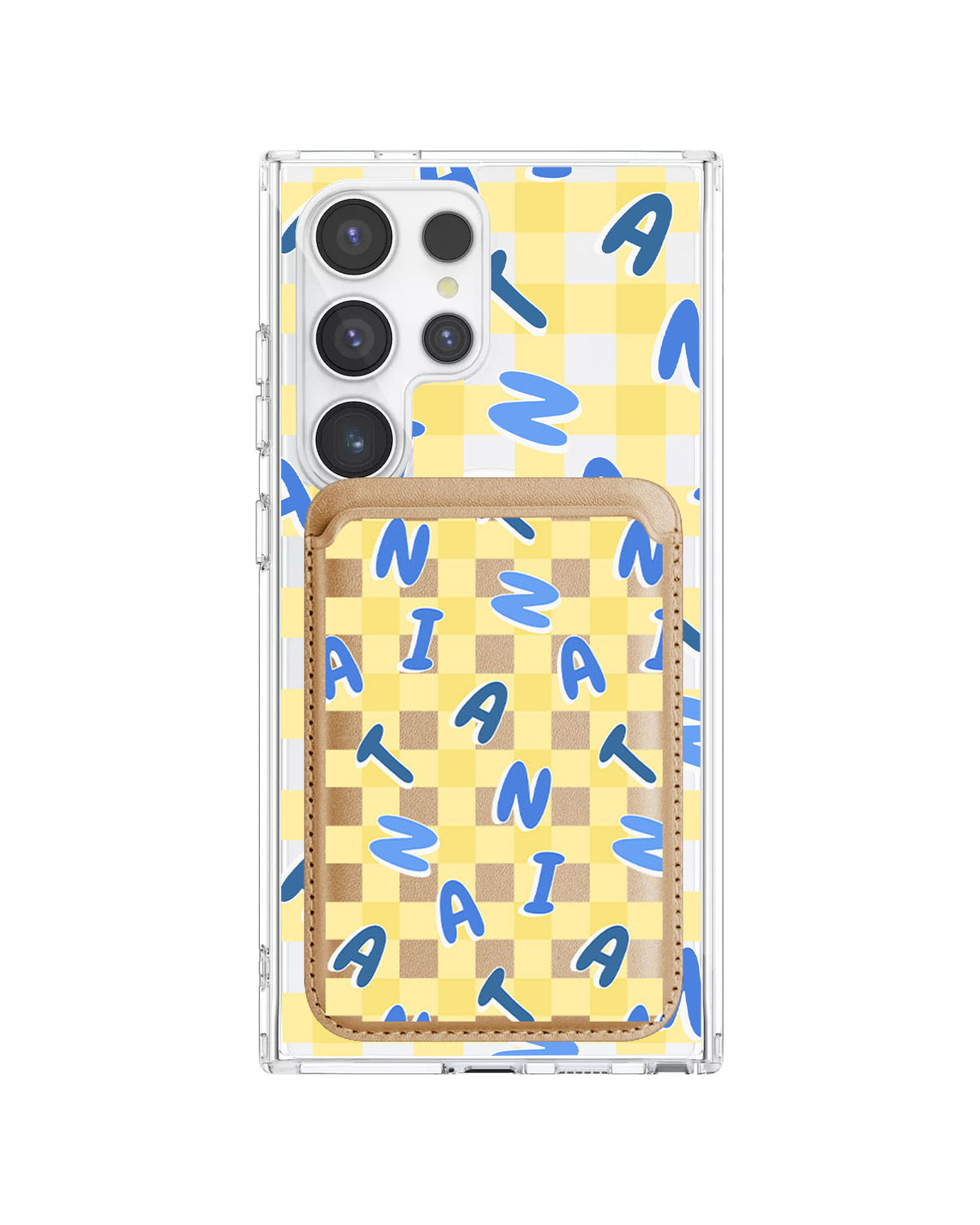 Android Magnetic Wallet Case - Checkered Monogram 3.0
