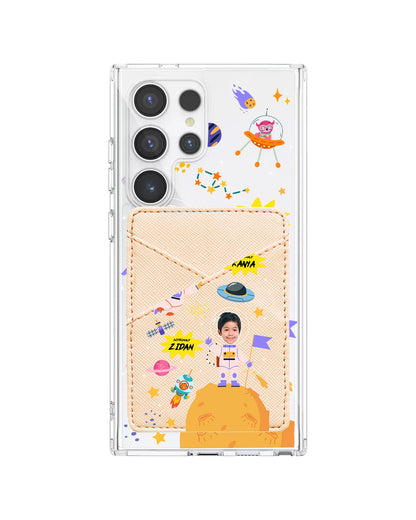 Android Phone Wallet Case - Face Grid Dream Astronaut