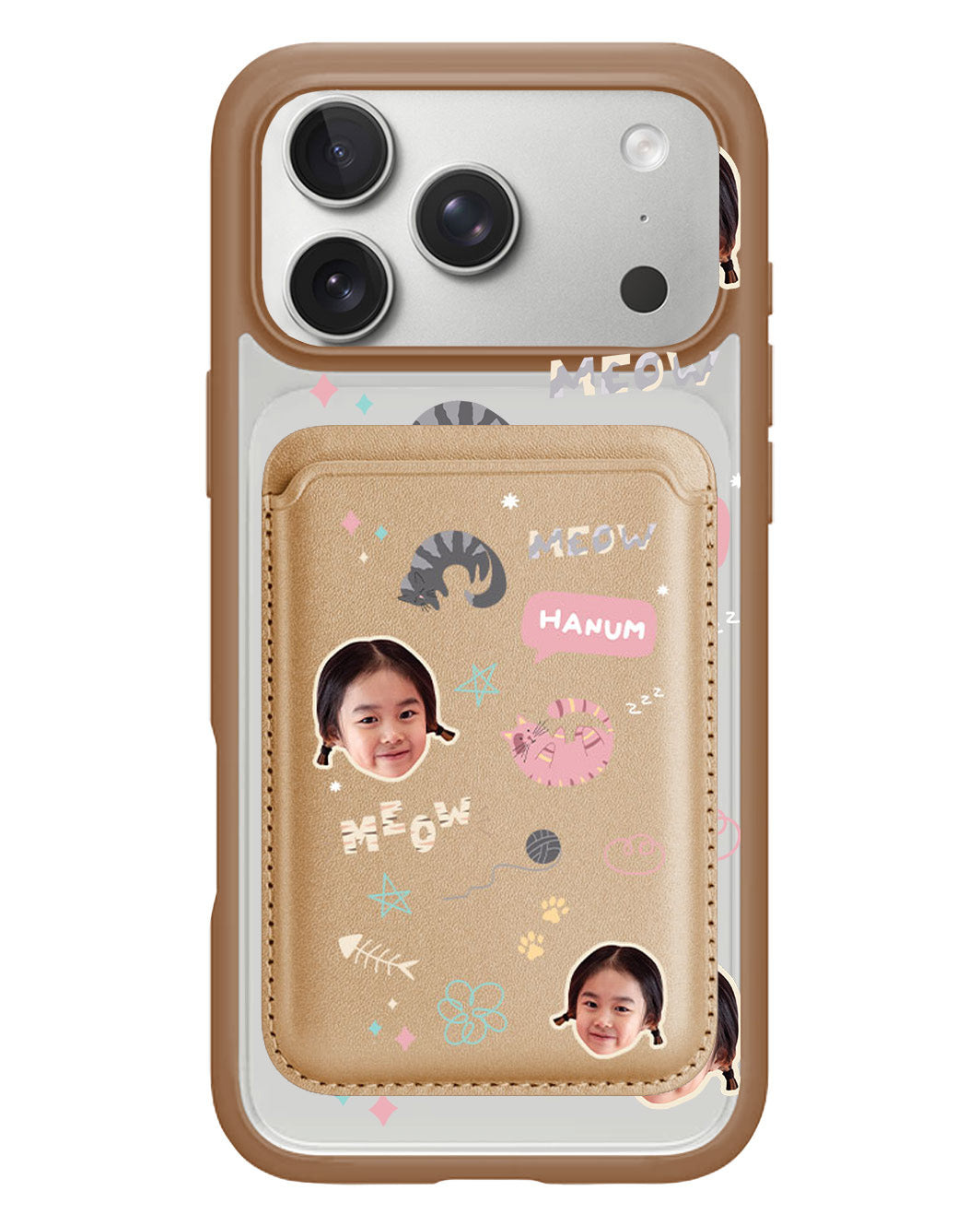 iPhone Magnetic Wallet Case - Face Grid Kitty