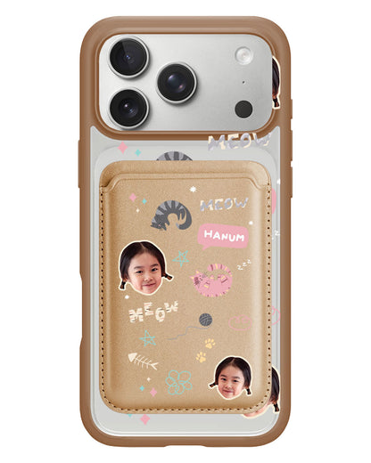 iPhone Magnetic Wallet Case - Face Grid Kitty