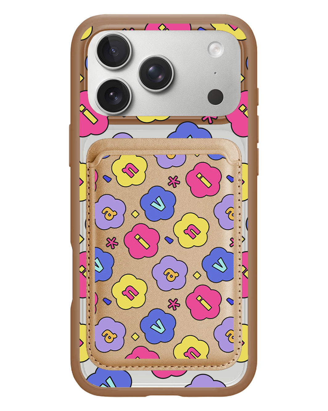 iPhone Magnetic Wallet Case - Flower Petals Monogram 2.0