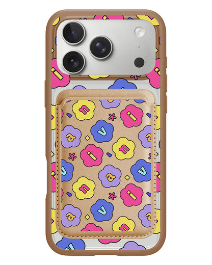 iPhone Magnetic Wallet Case - Flower Petals Monogram 2.0