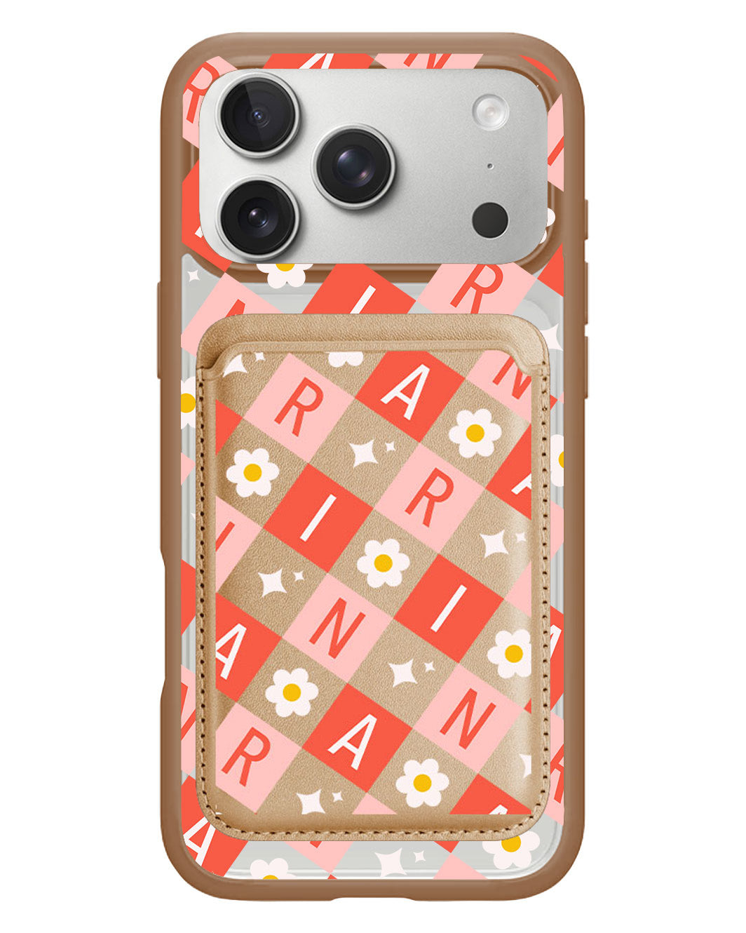 iPhone Magnetic Wallet Case - Flower Grid Monogram 2.0