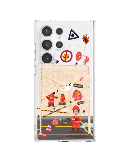 Android Phone Wallet Case - Face Grid Dream Firefighter