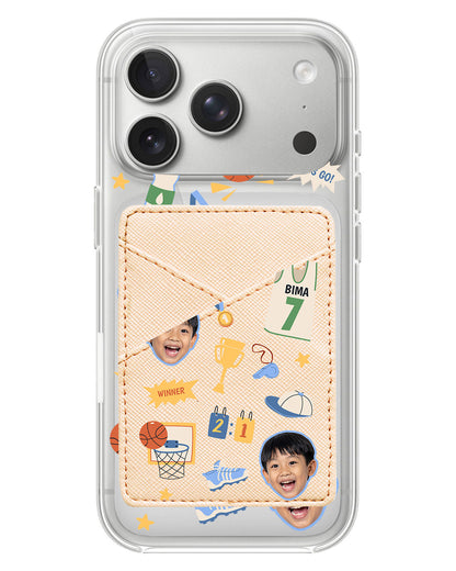 iPhone Phone Wallet Case - Face Grid Basketball