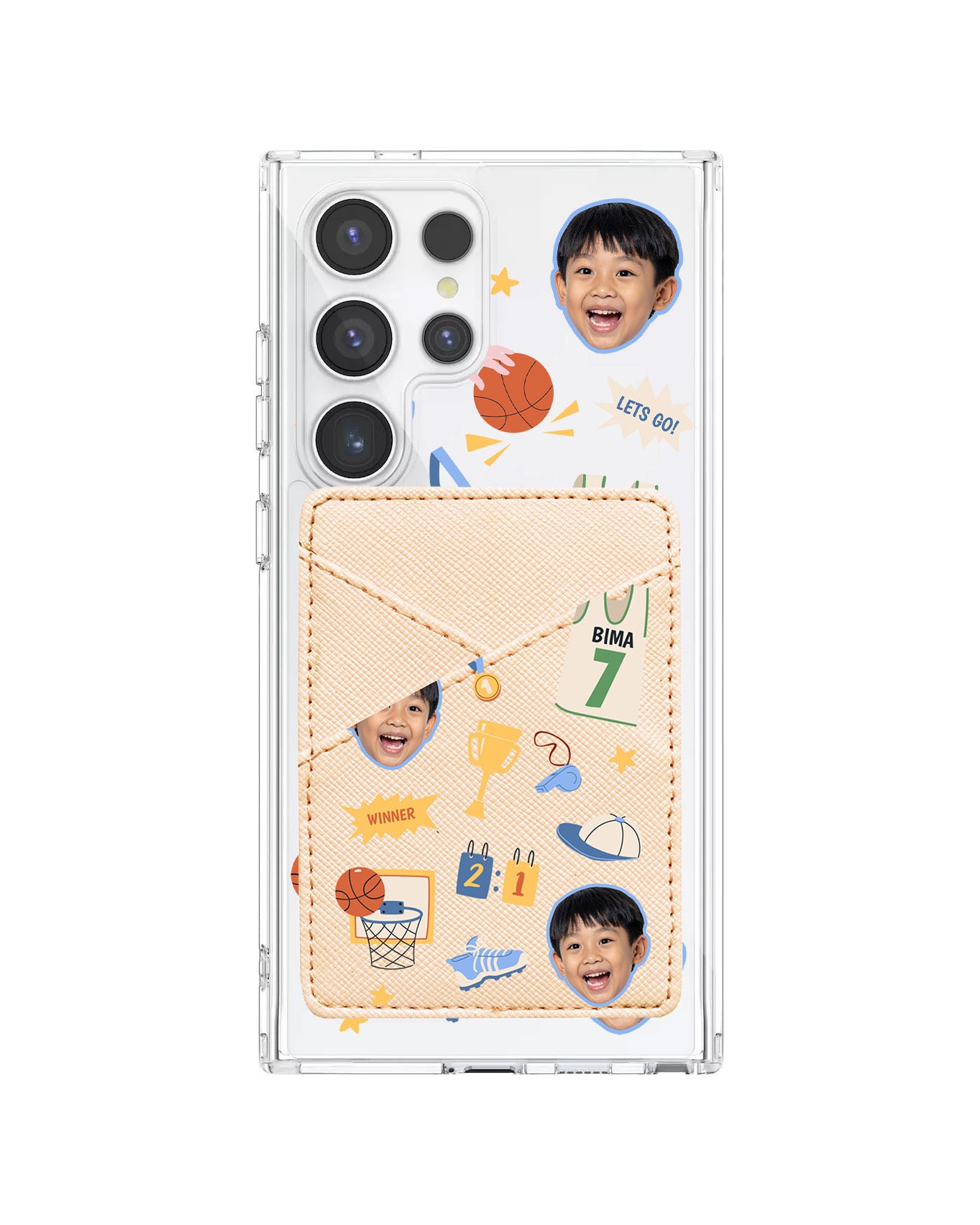Android Phone Wallet Case - Face Grid Basketball