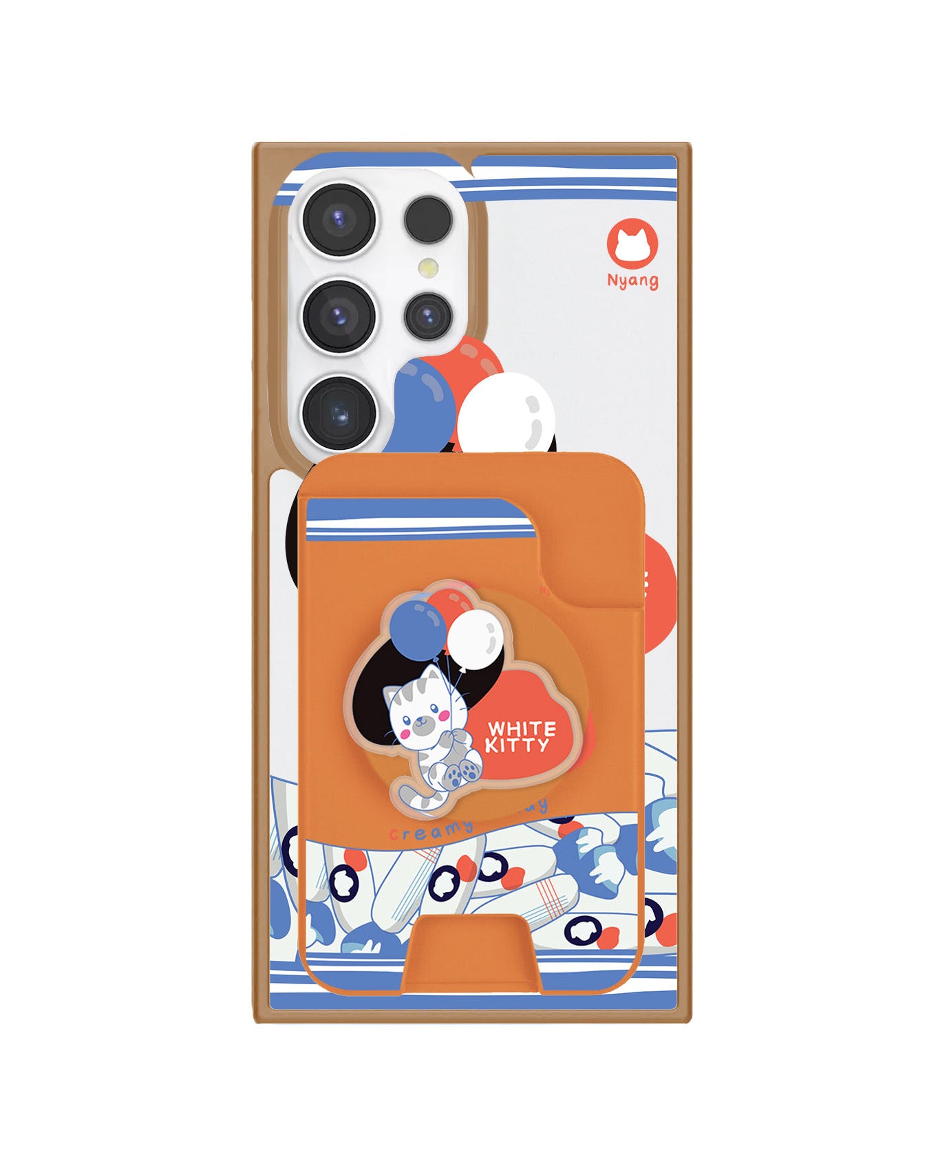 Android Magpop Wallet - White Kitty