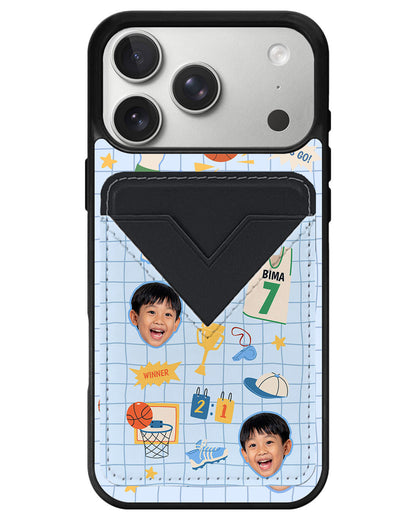 iPhone Avant Wallet Case - Face Grid Basketball