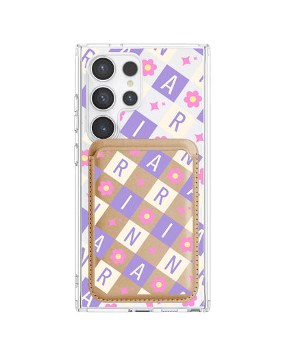 Android Magnetic Wallet Case - Flower Grid Monogram 3.0