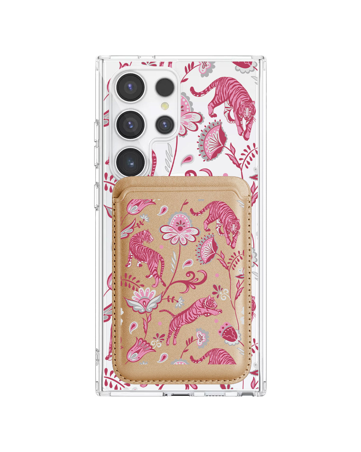 Android Magnetic Wallet Case - Tiger & Floral 7.0