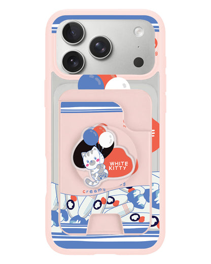 iPhone Magpop Wallet - White Kitty