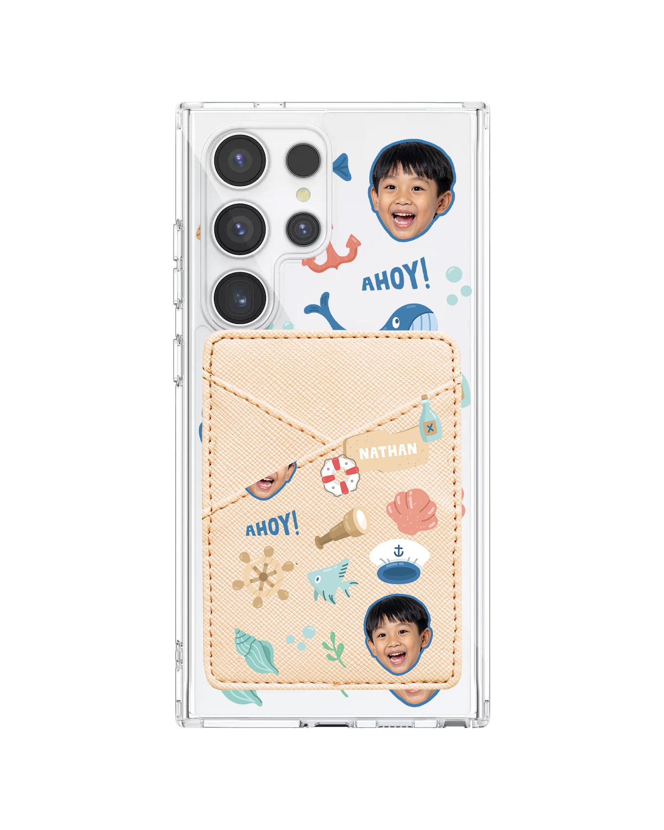 Android Phone Wallet Case - Face Grid Sailor