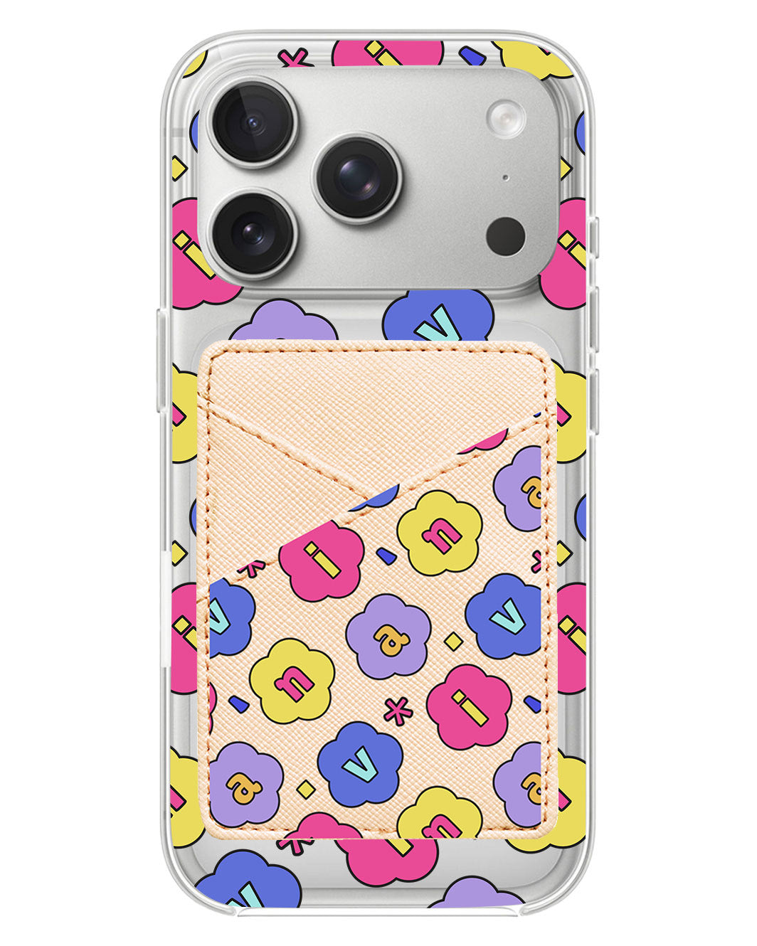 iPhone Phone Wallet Case - Flower Petals Monogram 2.0