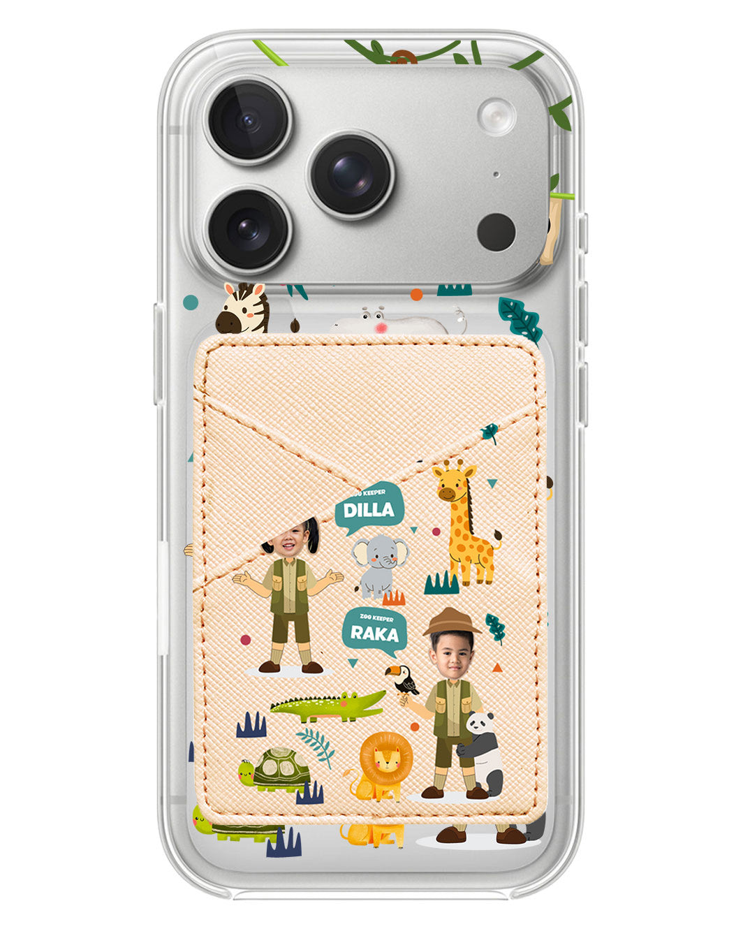 iPhone Phone Wallet Case - Face Grid Dream Zoo Keeper