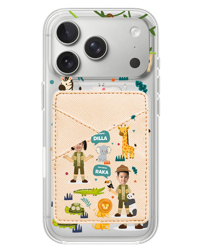 iPhone Phone Wallet Case - Face Grid Dream Zoo Keeper