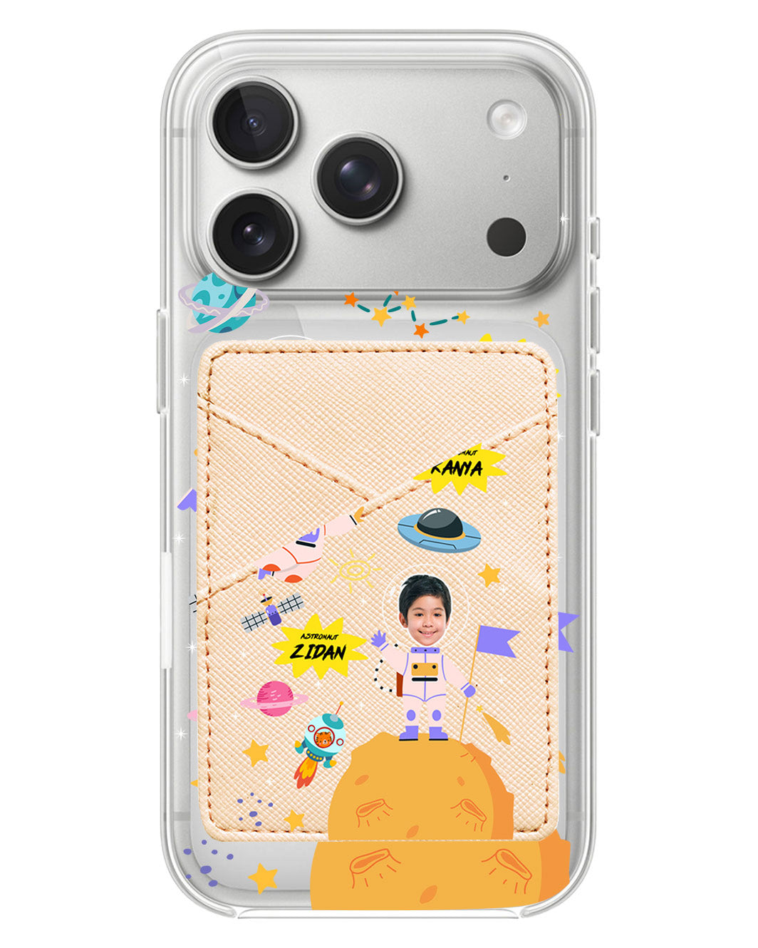iPhone Phone Wallet Case - Face Grid Dream Astronaut