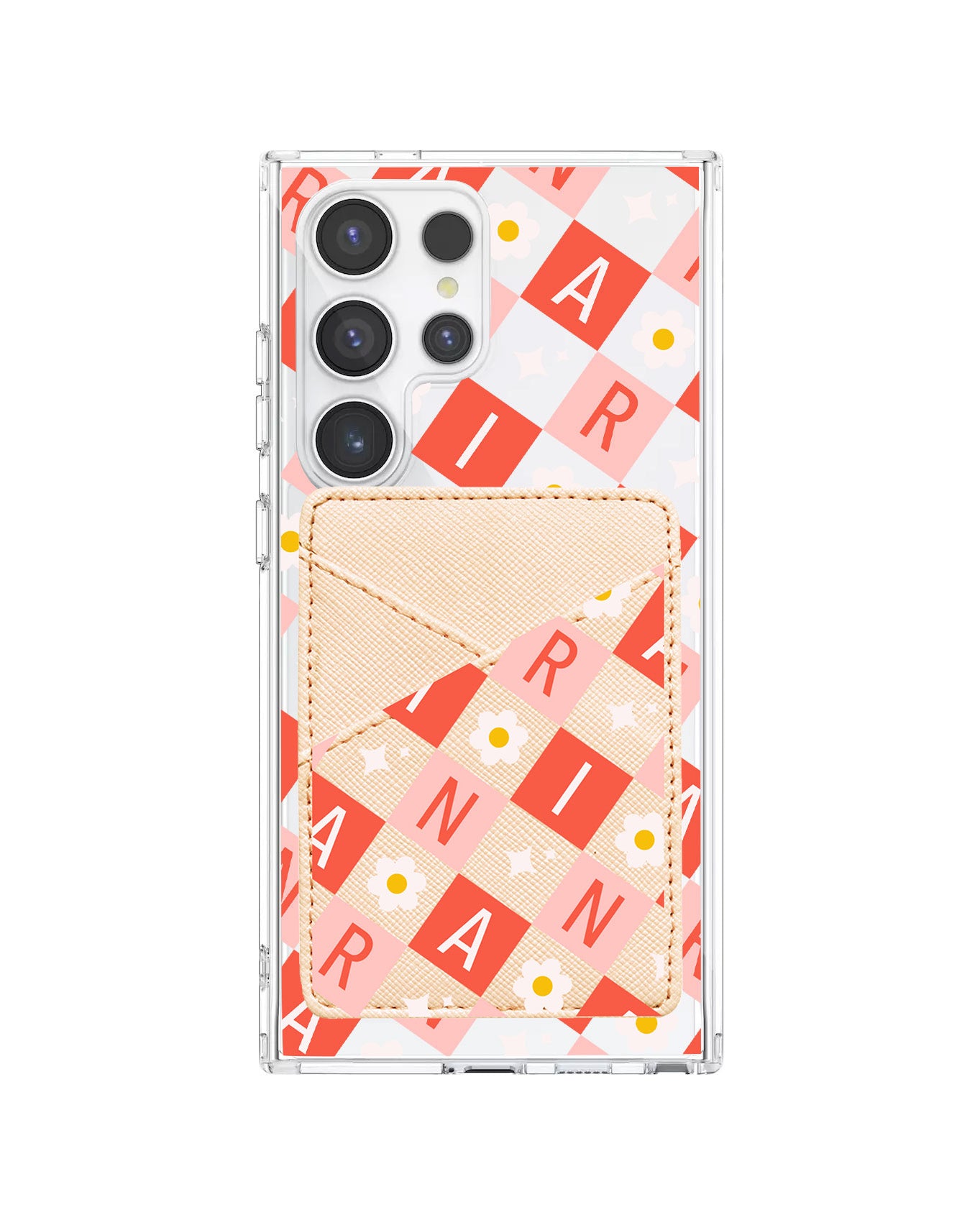 Android Phone Wallet Case - Flower Grid Monogram 2.0