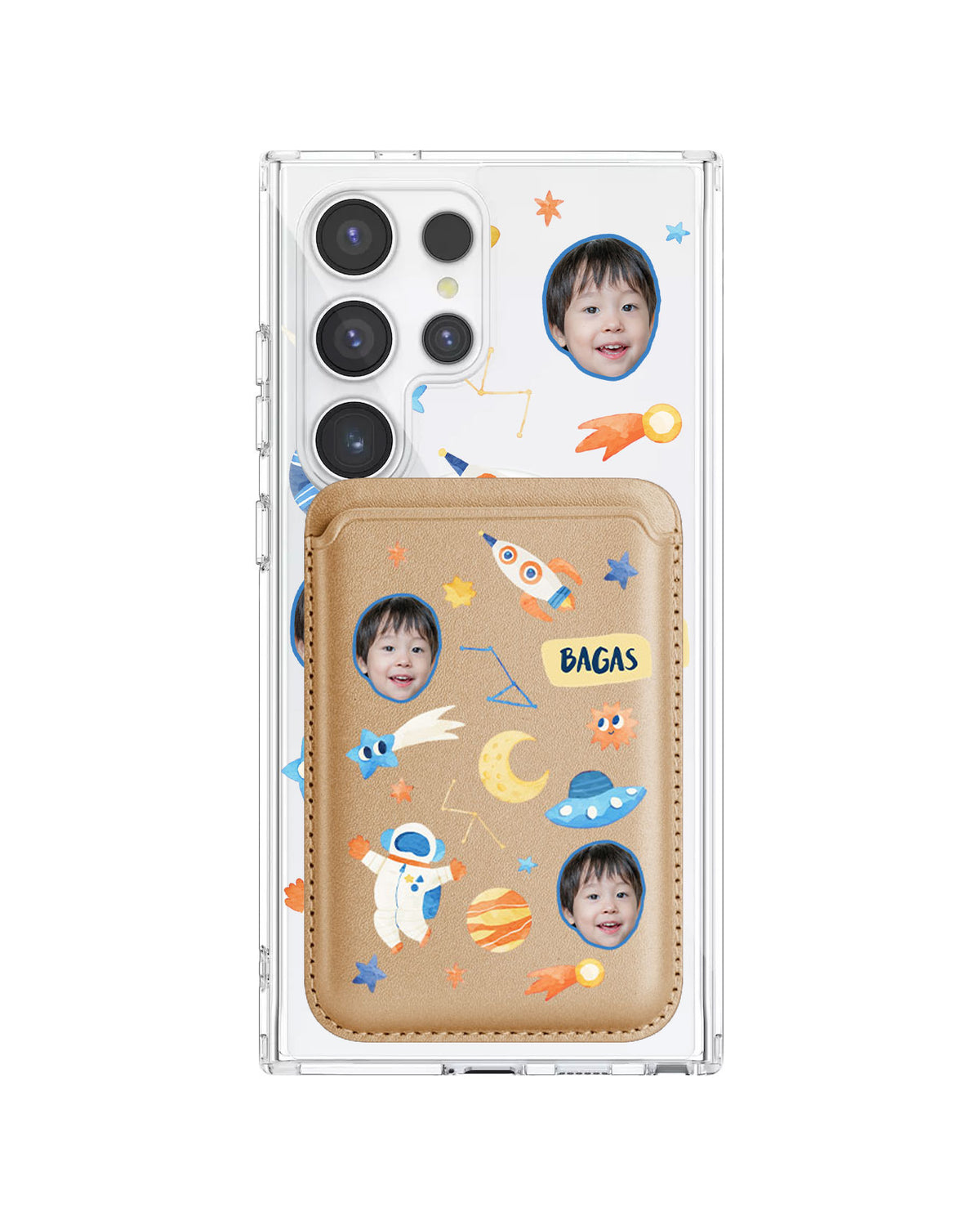 Android Magnetic Wallet Case - Face Grid Astronout