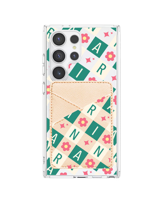 Android Phone Wallet Case - Flower Grid Monogram 4.0