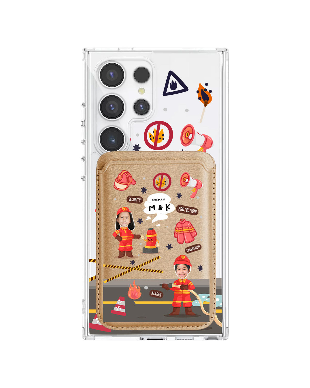Android Magnetic Wallet Case - Face Grid Dream Firefighter