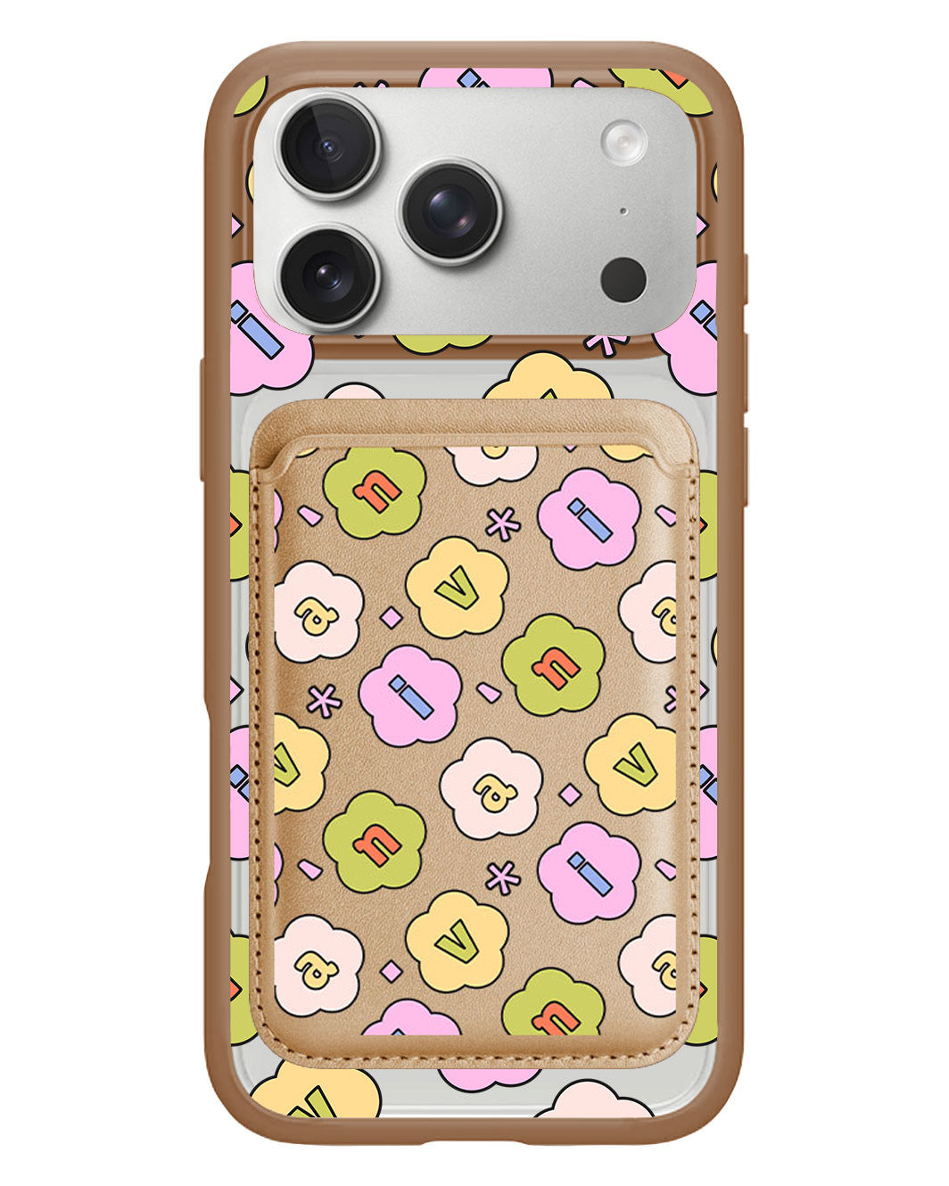 iPhone Magnetic Wallet Case - Flower Petals Monogram 1.0