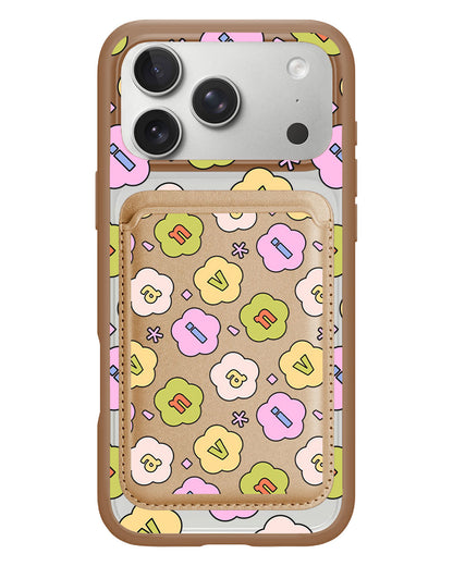 iPhone Magnetic Wallet Case - Flower Petals Monogram 1.0