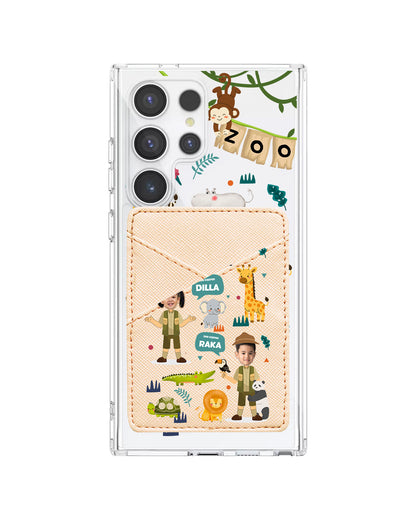 Android Phone Wallet Case - Face Grid Dream Zoo Keeper