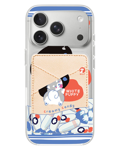 iPhone Phone Wallet Case - White Puppy