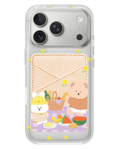 iPhone Phone Wallet Case - Picnic Bear Lilac