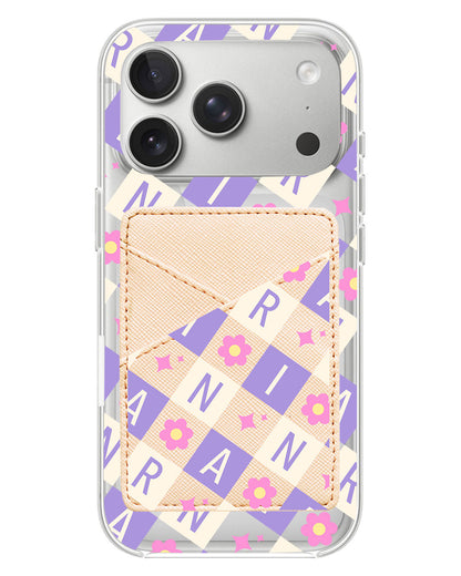 iPhone Phone Wallet Case - Flower Grid Monogram 3.0