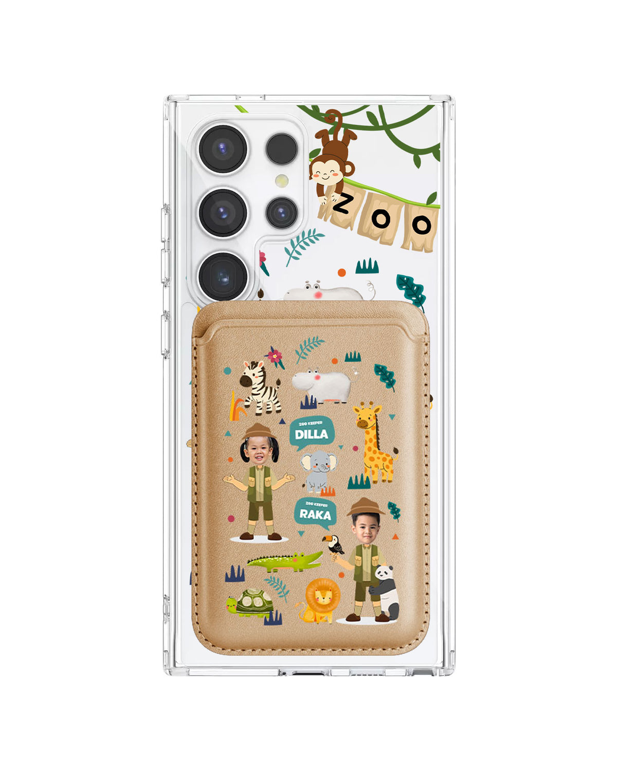 Android Magnetic Wallet Case - Face Grid Dream Zoo Keeper