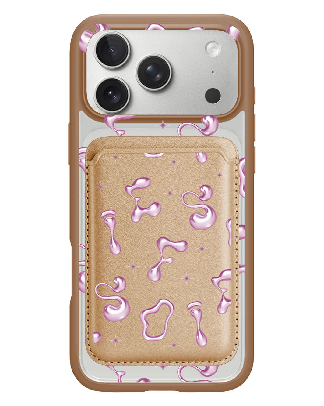 iPhone Magnetic Wallet Case - Pink Chrome Monogram
